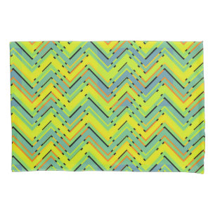 Multicolor tropical chevron pillowcase