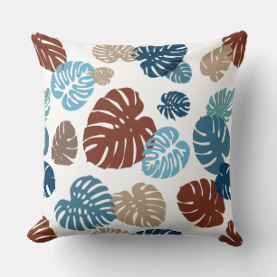 Multicolor Tropical Leaves 11 Throw Pillow