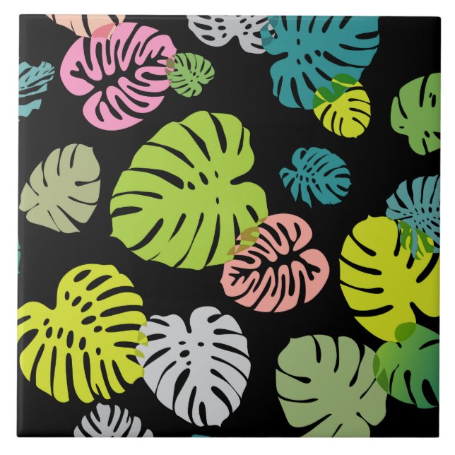 Multicolor Tropical Leaves 2 Tile (Front)