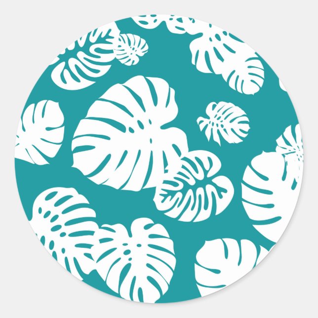 Multicolor Tropical Leaves 3 Classic Round Sticker (Front)