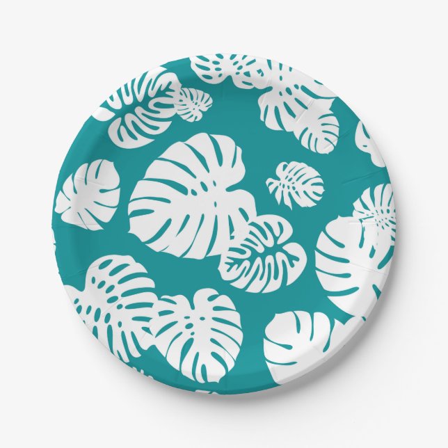 Multicolor Tropical Leaves 3 Paper Plate (Front)