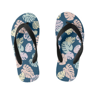 Multicolor Tropical Leaves 4 Kid's Flip Flops