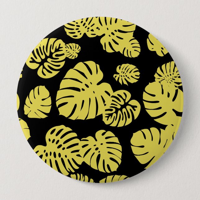 Multicolor Tropical Leaves 7 4 Inch Round Button (Front)