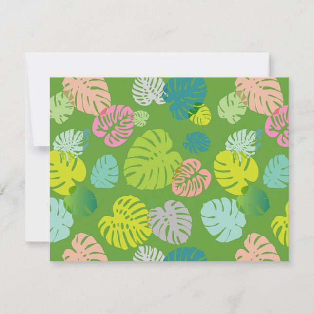 Multicolor Tropical Leaves 8 Card (Front)