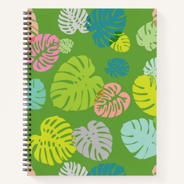 Multicolor Tropical Leaves 8 Notebook (Front)