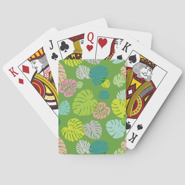 Multicolor Tropical Leaves 8 Playing Cards (Back)