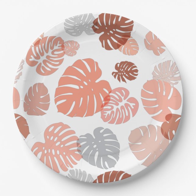 Multicolor Tropical Leaves 9 Paper Plate (Front)