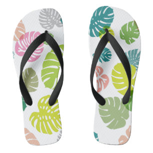 Multicolor Tropical Leaves Flip Flops