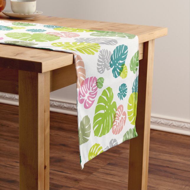 Multicolor Tropical Leaves Short Table Runner (In Situ)