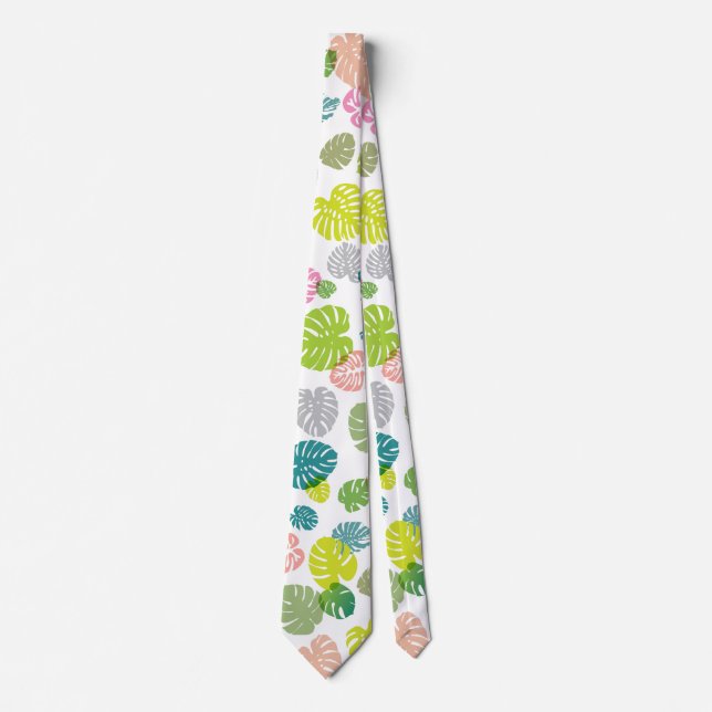 Multicolor Tropical Leaves Tie (Front)