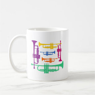 Multicolor Trumpet Brass Music Instrument Coffee Mug
