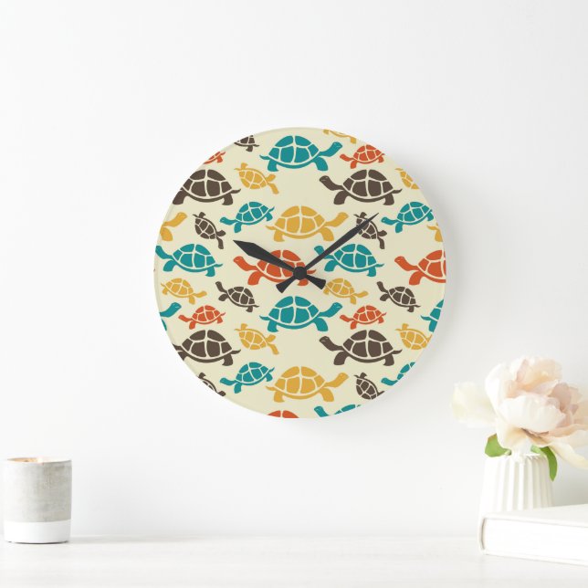 Multicolor Turtle Large Clock (Home)