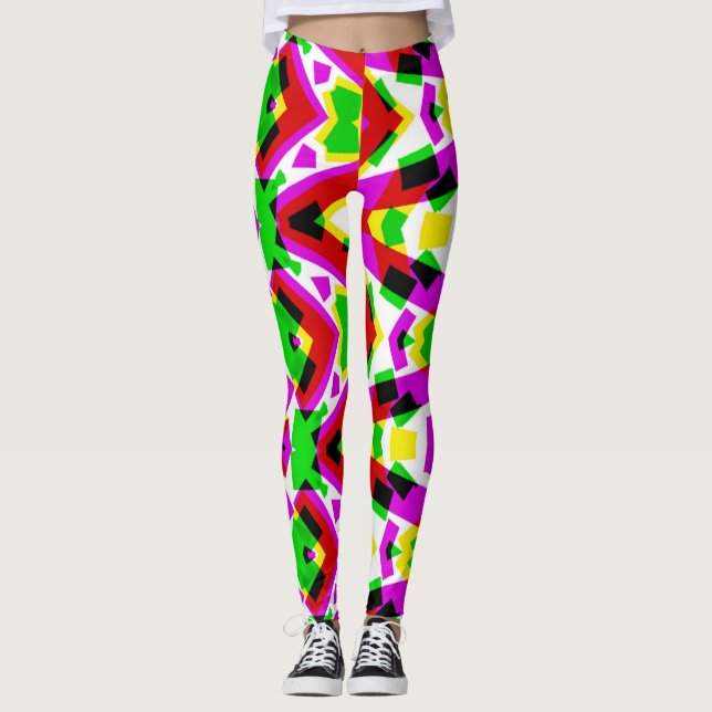 Multicolor vibrant abstract "Ratti_Creative_Arts" Leggings (Front)