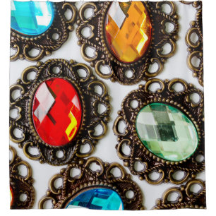 Multicolor vintage brooches on white backgroundbro