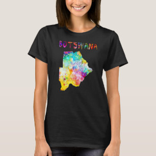 Multicolor Watercolor Botswana Map Digital Artwork T-Shirt