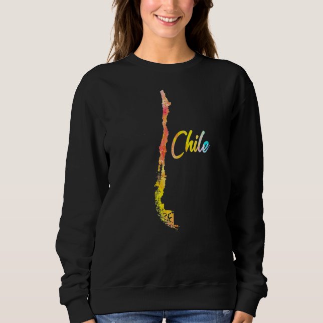 Multicolor Watercolor Chile Map Digital Artwork Sweatshirt (Front)