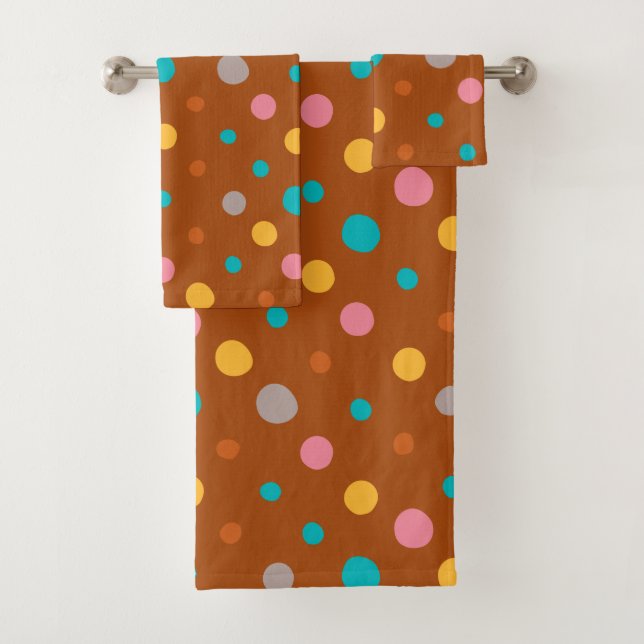 Multicolor Watercolor Dots 7 Bath Towel Set (Insitu)