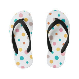 Multicolor Watercolor Dots Kid's Flip Flops