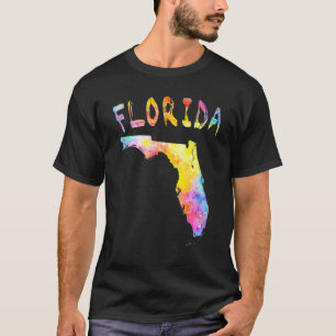 Multicolor Watercolor Florida State Map Digital Ar T-Shirt