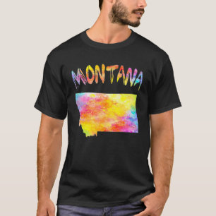 Multicolor Watercolor Montana State Map Digital A T-Shirt