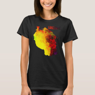 Multicolor Watercolor Tanzania Map Digital Artwork T-Shirt
