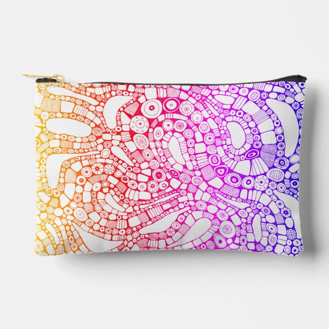 Multicolor Wavy Circles Square Abstract Drawing Accessory Pouch (Front)