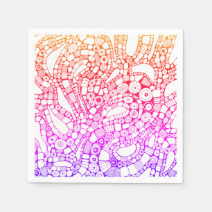 Multicolor Wavy Circles Square Abstract Drawing Napkin