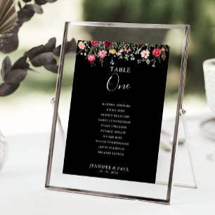 Multicolor Wildflower Table Number 1 Seating Chart