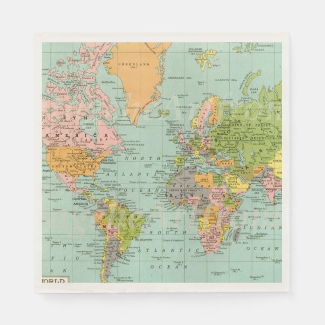 Multicolor World Map Baby Shower Collection Napkin (Front)