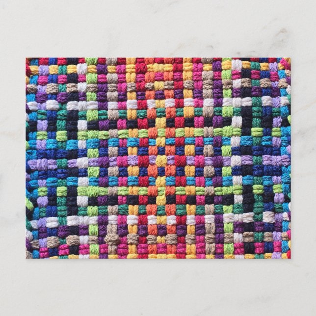 Multicolor Woven Rainbow Postcard (Front)