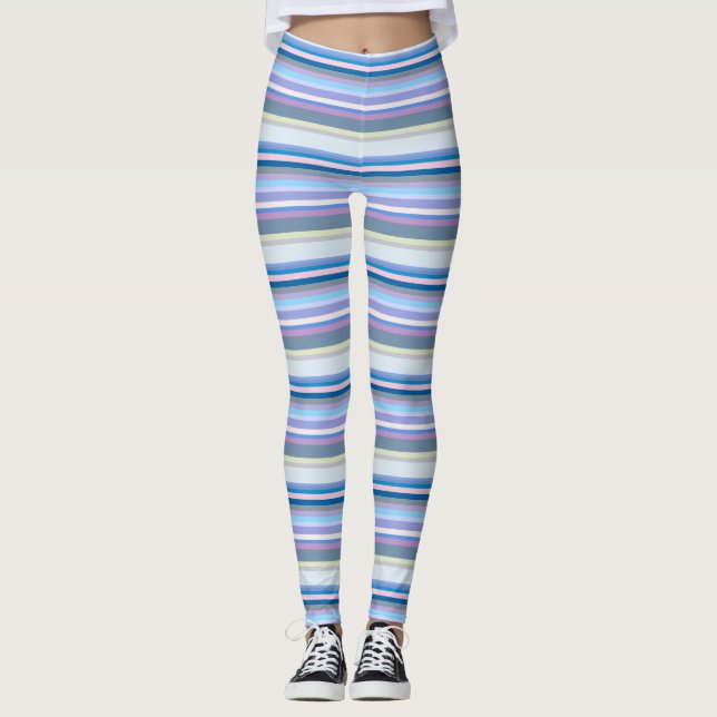 Multicolor Yellow/Grey/Beige/Pink/Purple/Blue Leggings (Front)
