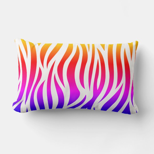 Multicolor Zebra Print Lumbar Throw Pillow (Front)