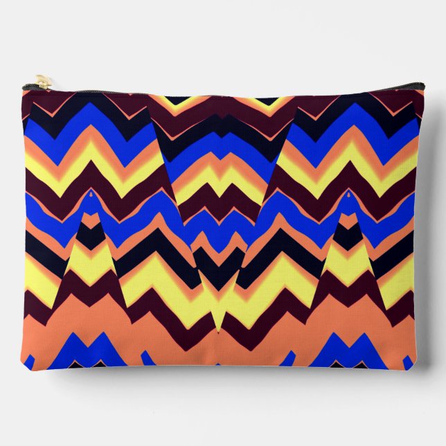 Multicolor zigzag pattern makeup accessory pouch (Front)