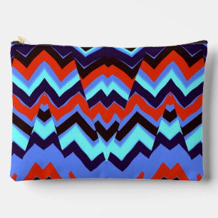 Multicolor zigzag pattern makeup accessory pouch