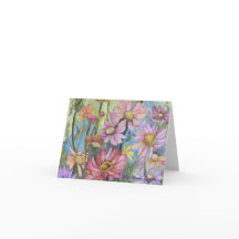 Multicolor Zinnia Note Card