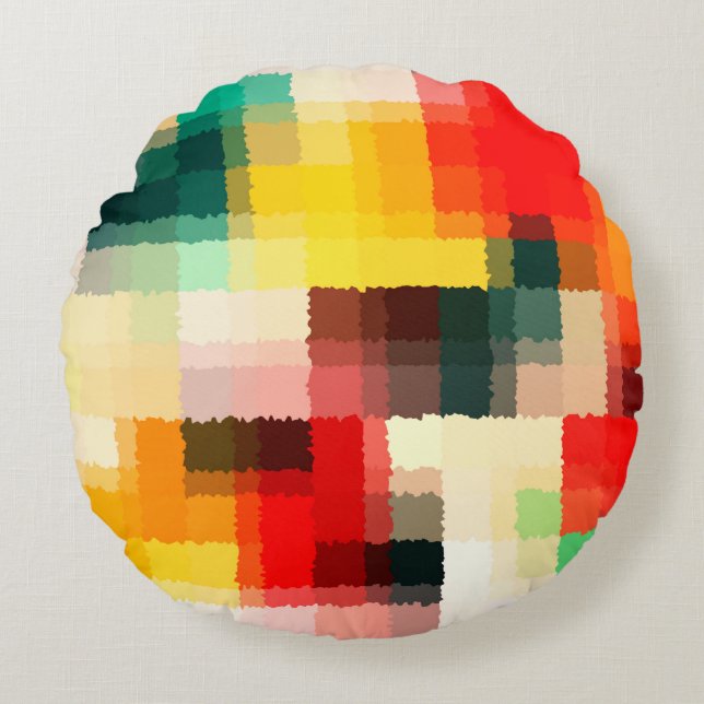 Multicolored Abstract Art Round Pillow (Front)