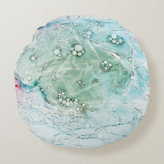 Multicolored abstract artwork round pillow (Front)
