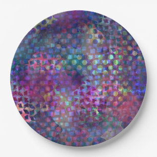 Multicolored Abstract Digital Art Paper Plate