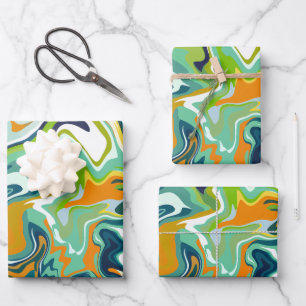 Multicolored Abstract Fluid Motion Wrapping Paper Sheet
