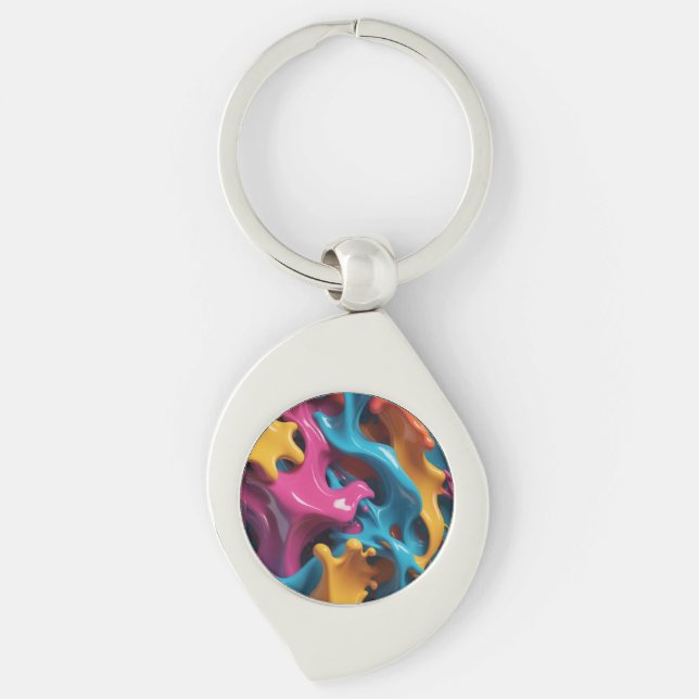 Multicolored Abstract  Keychain (Front)