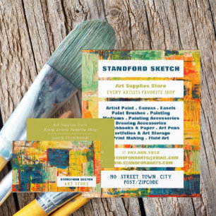 Multicolored Abstract Paint, Art Supplies Store Business Card