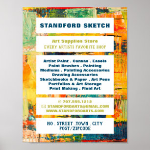 Multicolored Abstract Paint, Art Supplies Store Poster