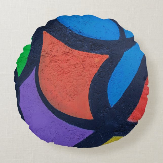 Multicolored abstract painting round pillow (Front)
