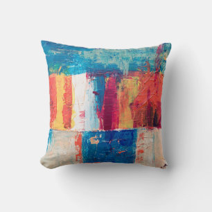 Multicolored abstract painting throw pillow