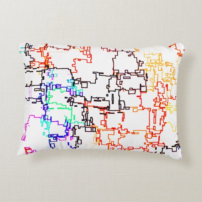 Multicolored Abstract Pattern Accent Pillow (Back)
