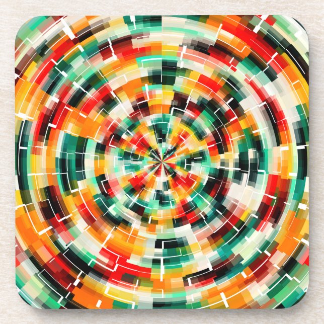 Multicolored Abstract Pattern Coaster (Front)