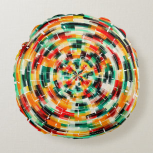 Multicolored Abstract Pattern Round Pillow