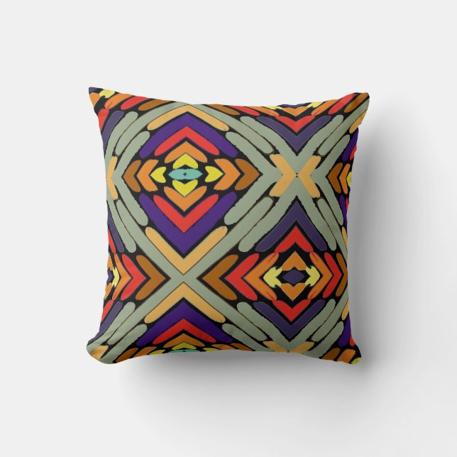 Multicolored Abstract Stripes Throw Pillow (Front)