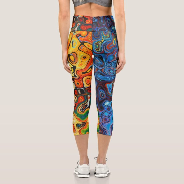 Multicolored Abstract Unique Capri Leggings (Back)