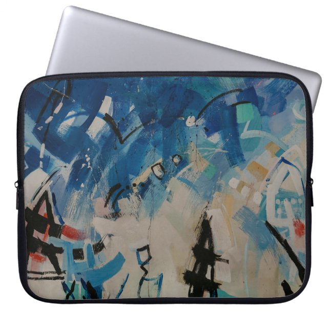 Multicolored abstract wall laptop sleeve (Front)
